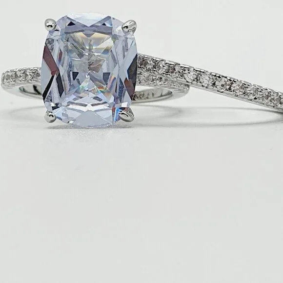🔥Engagement Radiant Cut CZ Thin Romantic Wedding Ring Set for Women, K969